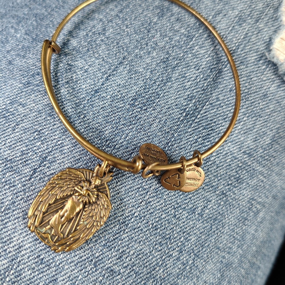 Alex And Ani Gold-Tone Angel Charm Bangle Bracelet